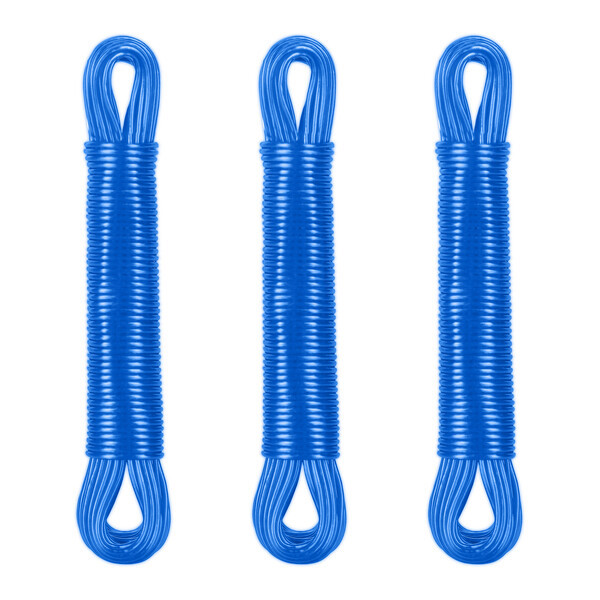 Relaxdays Wäscheleine - Blau - 3er Set - 20 m