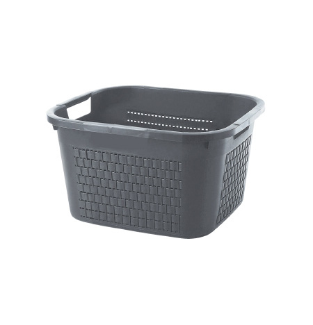 Rotho - Wäschekorb Country (Rechteckig, 2 Tragegriffe, Polypropylen, Anthrazit, 22 L)