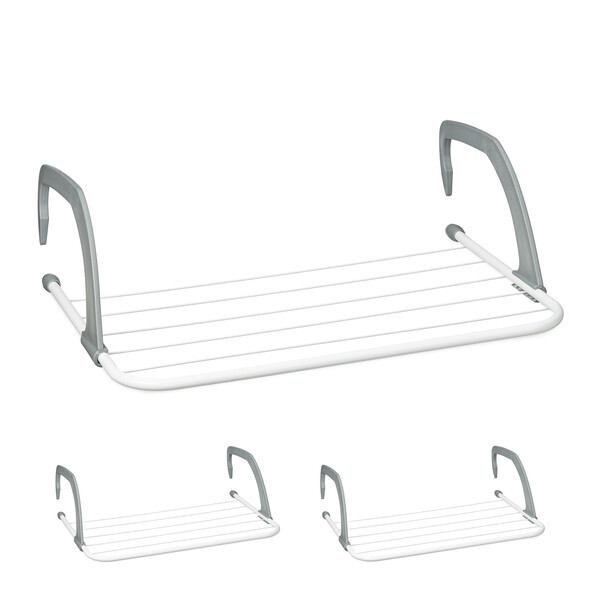 3 x Wäscheständer Heizung，Weiß/Grau (B)51 x (H)16 x (T)51 cm
