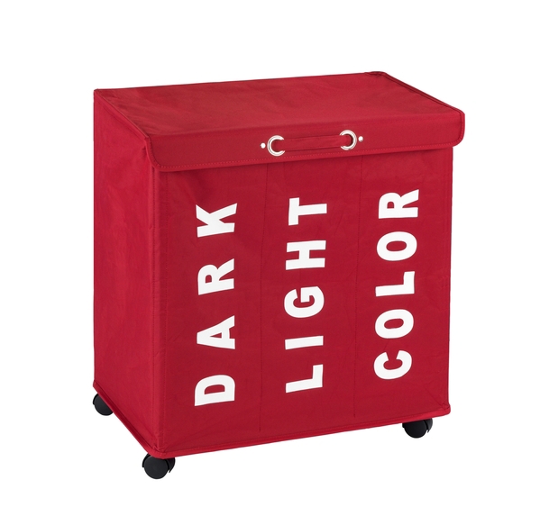 Wenko - Trivo - Wäschesammler 116 l aus 100% Polyester (Rot) mit Rollen