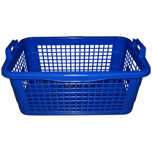 Lockweiler Plastic Werke - 45 Liter - Wäschekorb eckig mit hochstehenden Griffen blau